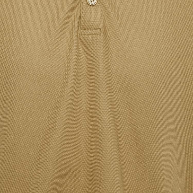 Pre Owned Burberry Brown Striped Logo Trim Cotton Pique Polo T-Shirt L 