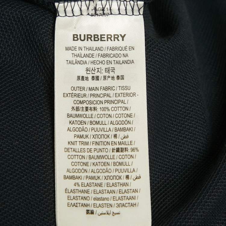 Pre Owned Burberry Navy Blue TB Logo Embroidered Cotton Pique Polo T-Shirt L