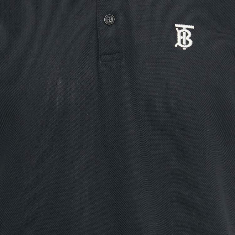 Pre Owned Burberry Navy Blue TB Logo Embroidered Cotton Pique Polo T-Shirt L