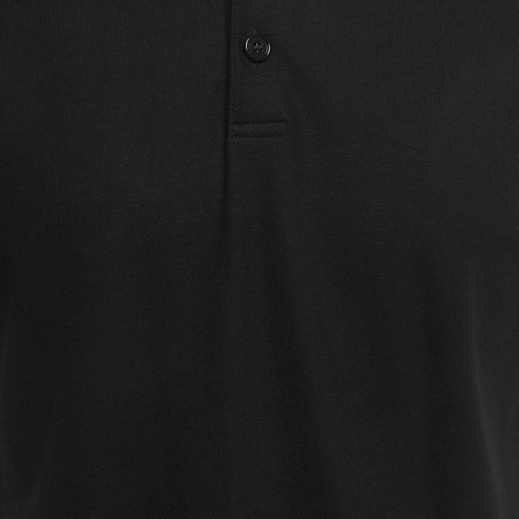 Pre Owned Burberry Black Striped Logo Trim Cotton Edney Polo T-Shirt L
