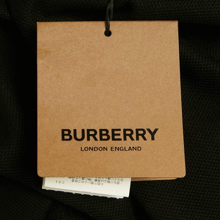 Pre Owned Burberry Black TB Logo Embroidered Cotton Eddie Polo T-Shirt L
