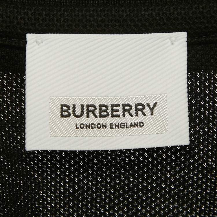 Pre Owned Burberry Black TB Logo Embroidered Cotton Eddie Polo T-Shirt L