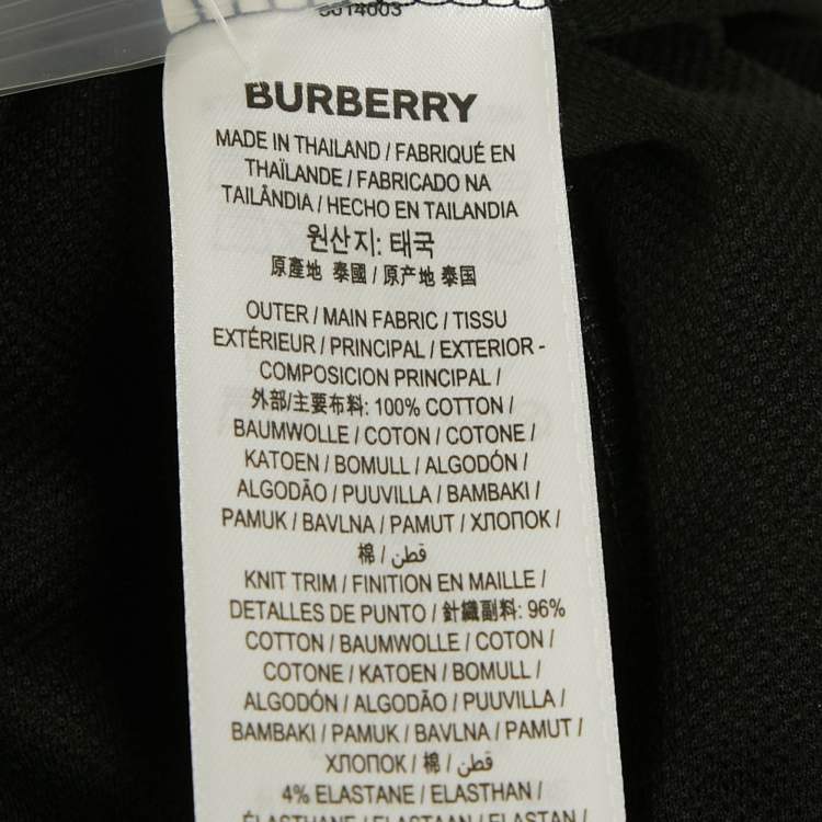 Pre Owned Burberry Black TB Logo Embroidered Cotton Eddie Polo T-Shirt L
