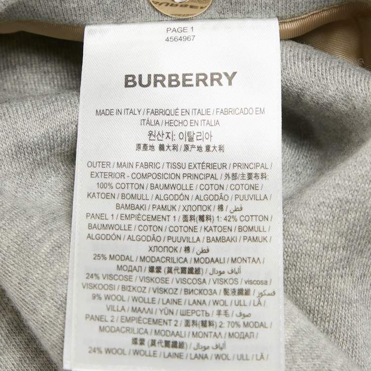Pre Owned Burberry Beige /Grey Cotton Hooded Trench Coat XS