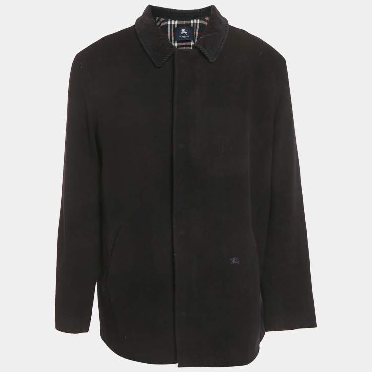 Pre Owned Burberry London Vintage Black Merino Wool Coat 3XL