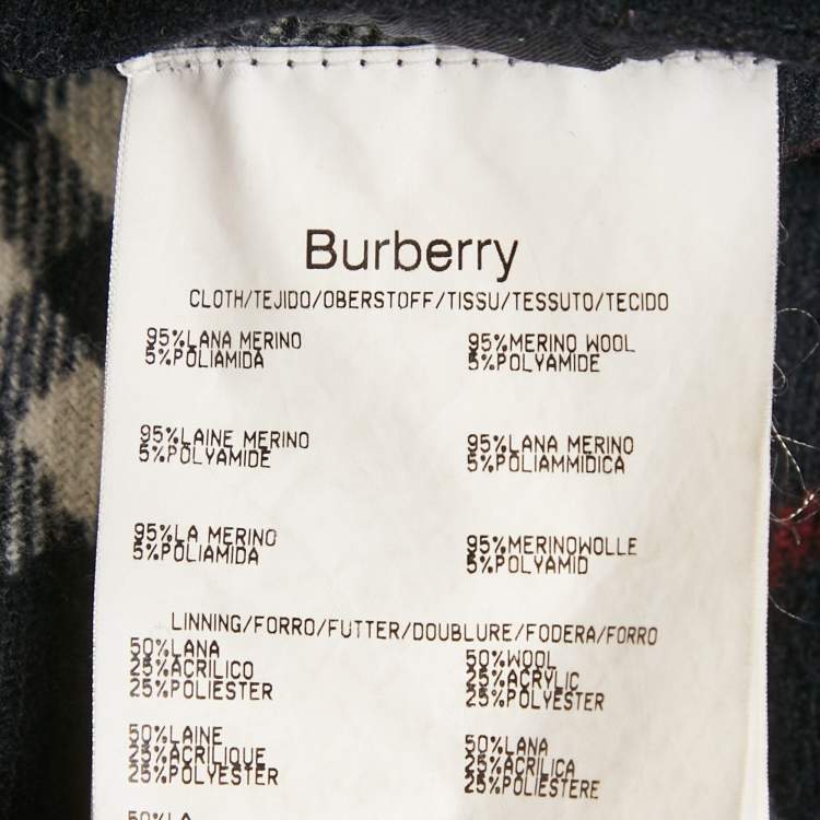 Pre Owned Burberry London Vintage Black Merino Wool Coat 3XL