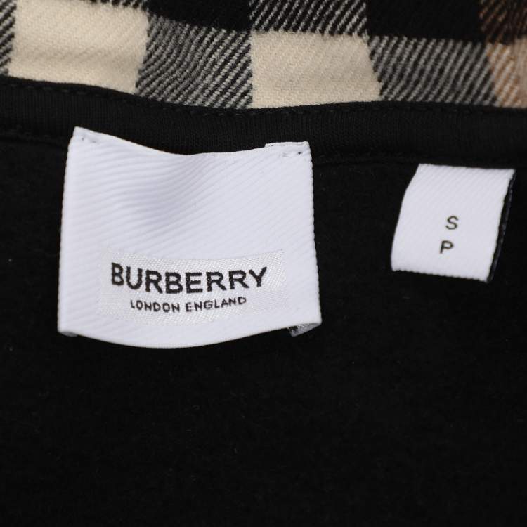 Pre Owned Burberry Black/Beige House Check Patterned Jersey Hoodie S