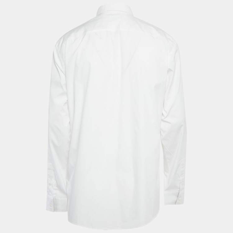 Pre Owned Burberry White Cotton Vintage Check Detail Shirt XXL