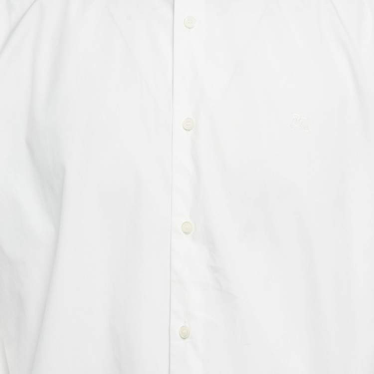 Pre Owned Burberry White Cotton Vintage Check Detail Shirt XXL