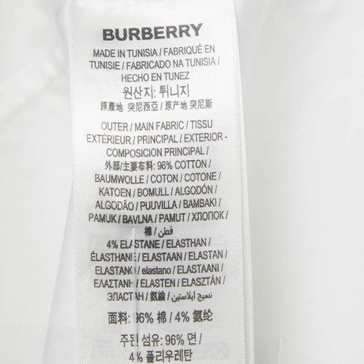 Pre Owned Burberry White Cotton Vintage Check Detail Shirt XXL