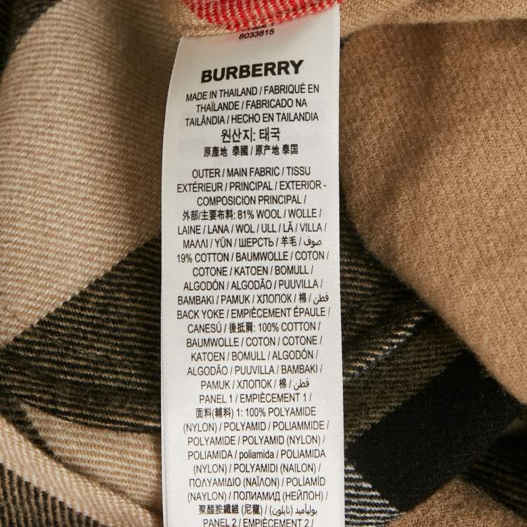 Pre Owned Burberry Beige Checks Nylon Trim Cotton Zip-Up Shirt S