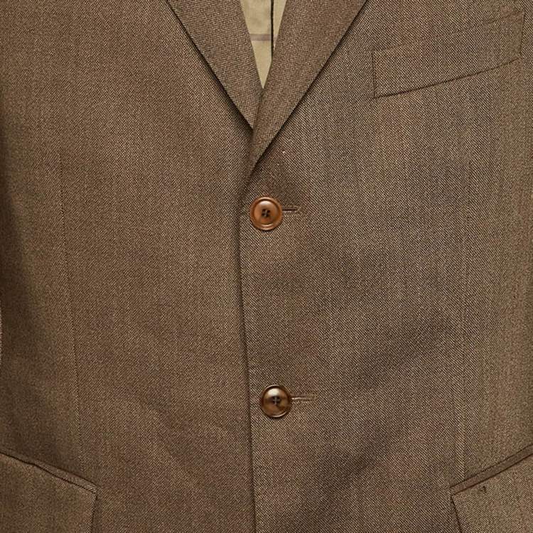 Pre Owned Burberry Vintage Brown Wool Luzern Tailored Blazer XL