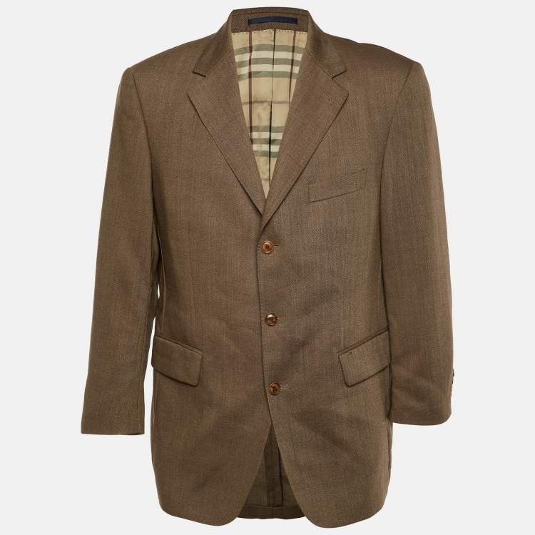 Pre Owned Burberry Vintage Brown Wool Luzern Tailored Blazer XL