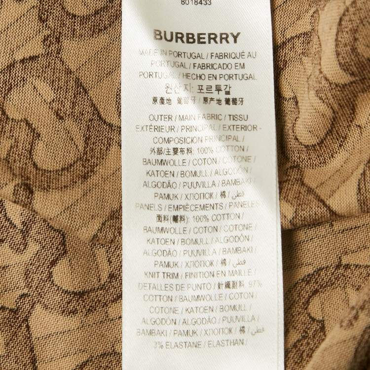 Pre Owned Burberry Brown TB Monogram Striped Cotton Crew Neck T-Shirt L
