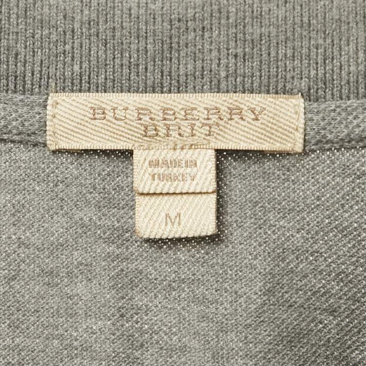 Pre Owned Burberry Brit Grey Pique Cotton Polo T-Shirt M