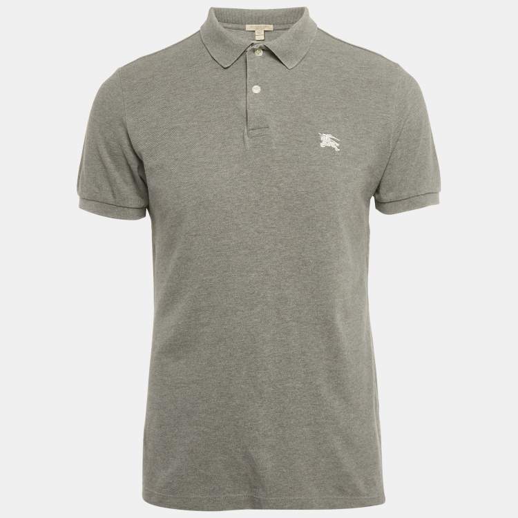 Pre Owned Burberry Brit Grey Pique Cotton Polo T-Shirt M