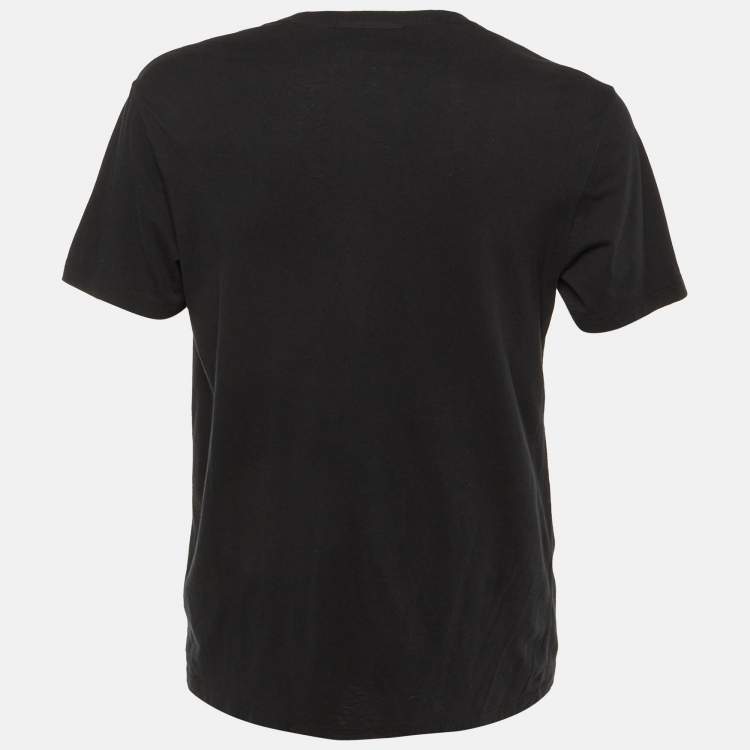 Pre Owned Burberry Black Printed Cotton T-Shirt M