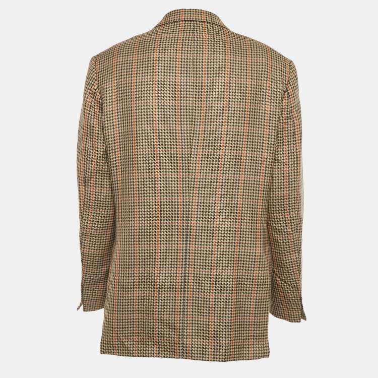 Pre Owned Burberry Multicolor Houndstooth Wool Single Breasted Blazer XL