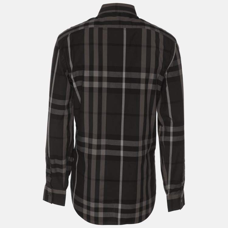 Pre Owned Burberry Grey/Black Nova Check Cotton Long Sleeve Shirt L