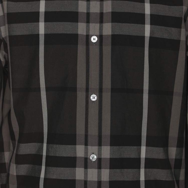 Pre Owned Burberry Grey/Black Nova Check Cotton Long Sleeve Shirt L