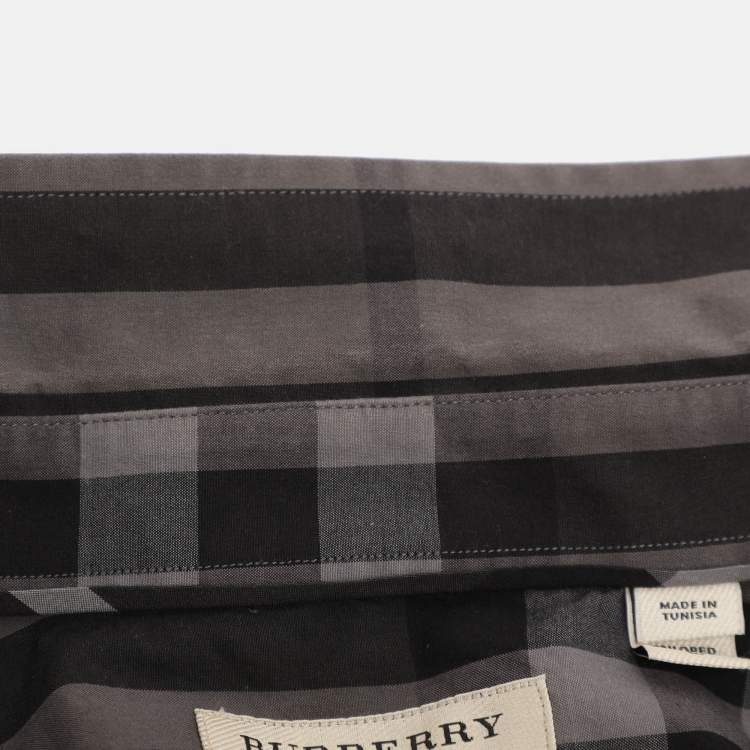 Pre Owned Burberry Grey/Black Nova Check Cotton Long Sleeve Shirt L