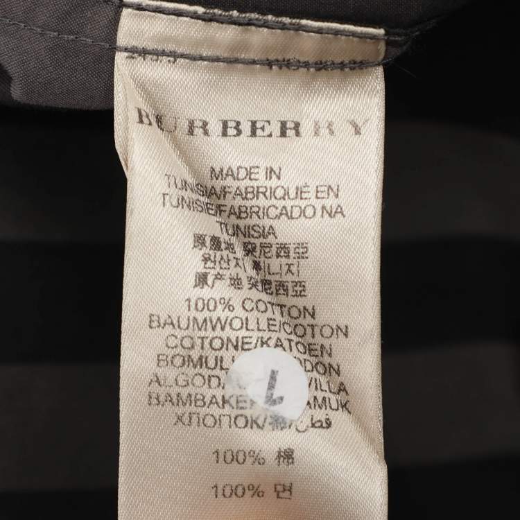 Pre Owned Burberry Grey/Black Nova Check Cotton Long Sleeve Shirt L