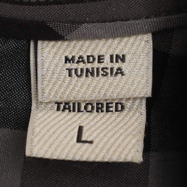 Pre Owned Burberry Grey/Black Nova Check Cotton Long Sleeve Shirt L