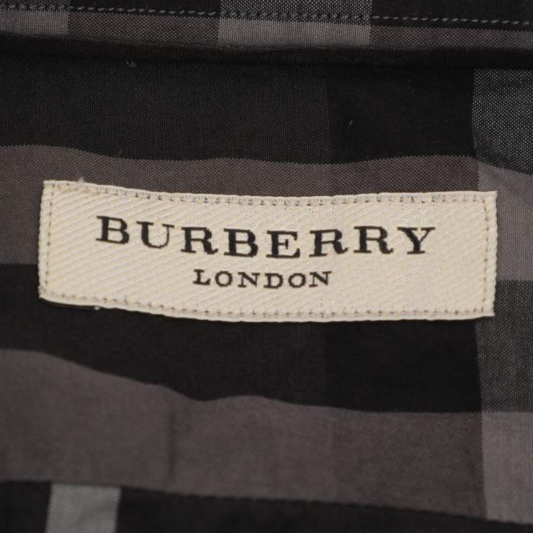 Pre Owned Burberry Grey/Black Nova Check Cotton Long Sleeve Shirt L