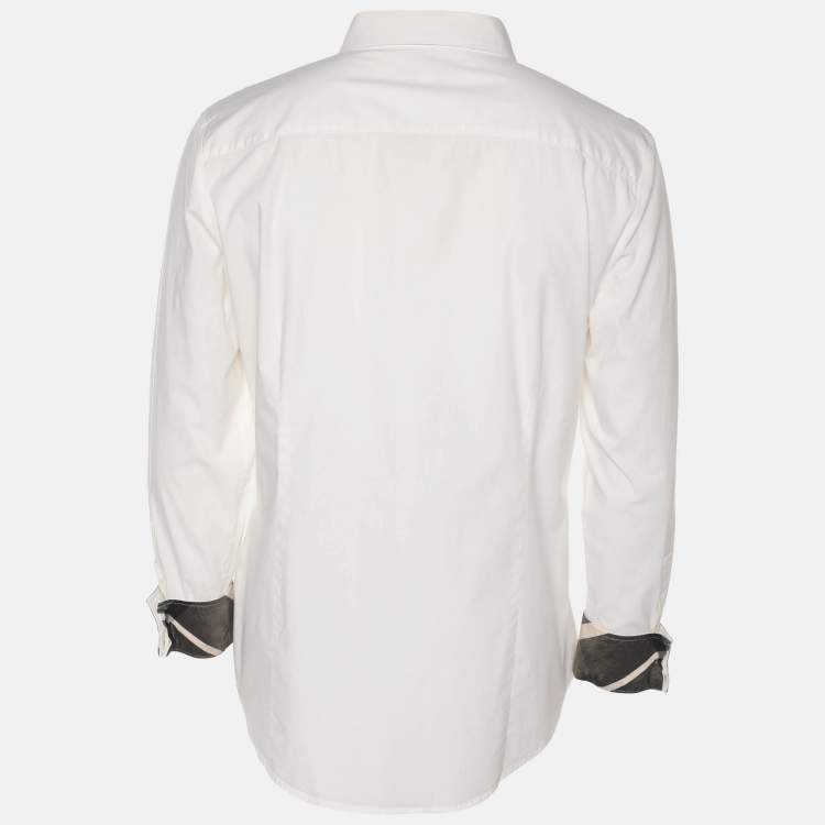 Pre Owned Burberry Cream Stretch Cotton Long Sleeve Shirt L
