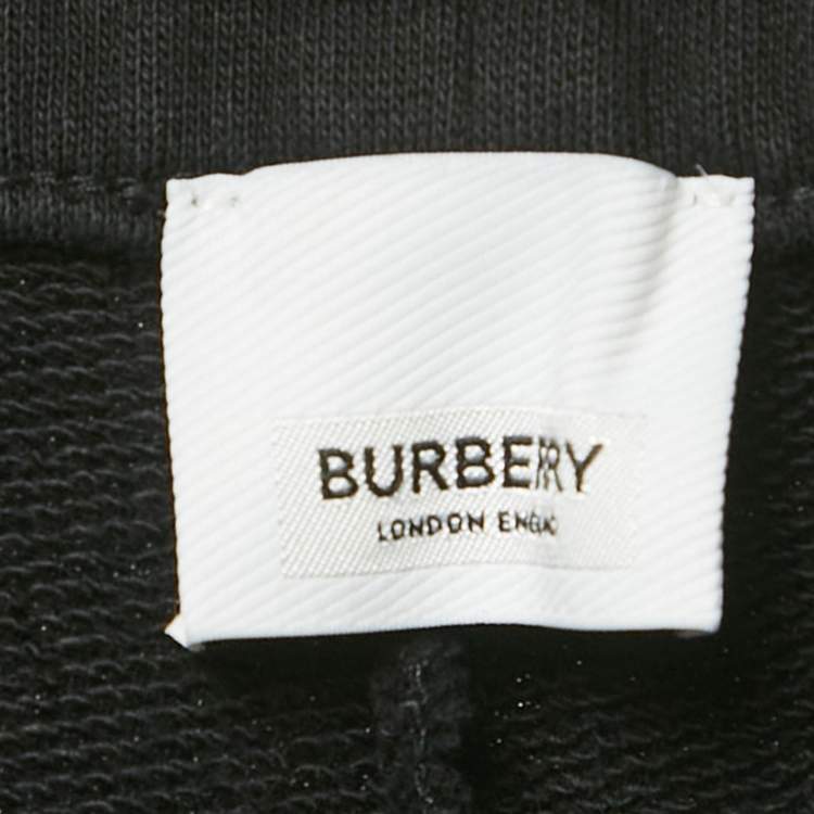 Pre Owned Burberry Black Logo Applique Cotton Jogger Pants XXL