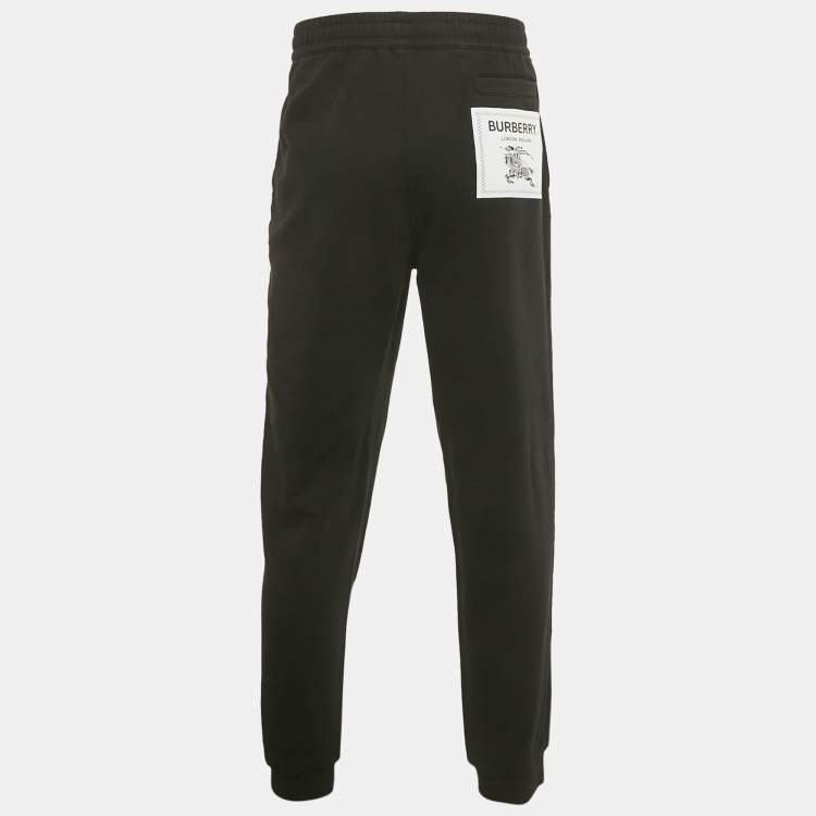 Pre Owned Burberry Black Logo Applique Cotton Jogger Pants XXL