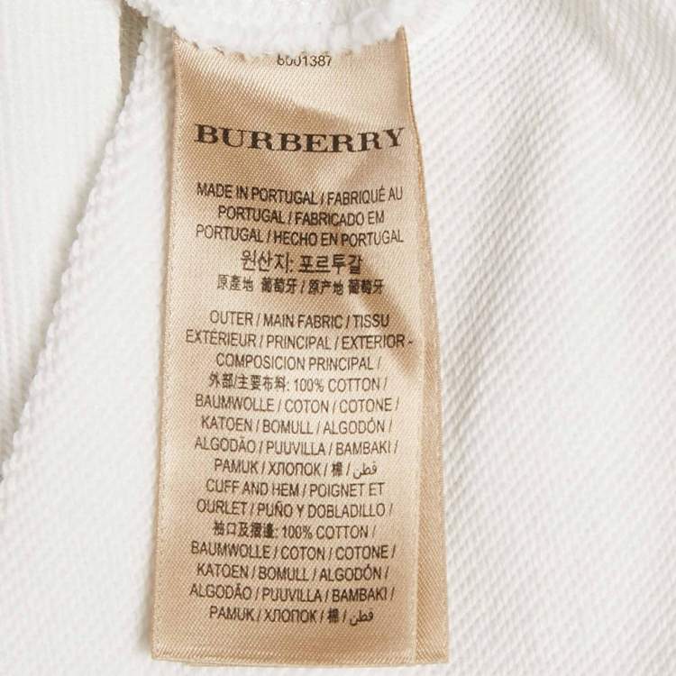Pre Owned Burberry White Checker Pocket Cotton Hoodie S