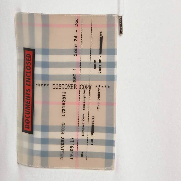 Pre Owned Burberry White Checker Pocket Cotton Hoodie S