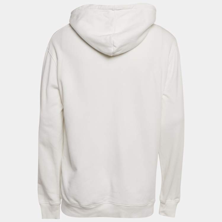 Pre Owned Burberry White Checker Pocket Cotton Hoodie S