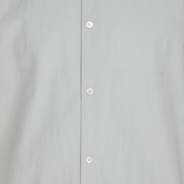 مملوكة مسبقًا قميص بربري قطن رمادي بأكمام طويلة تفصيل مُقاس كبير جدًا