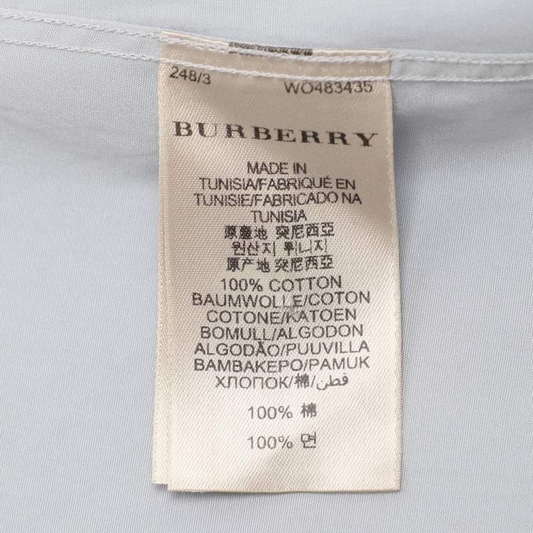 مملوكة مسبقًا قميص بربري قطن رمادي بأكمام طويلة تفصيل مُقاس كبير جدًا