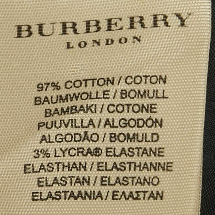 Pre Owned قميص بربري قطني كحلي قصير الأكمام مقاس كبير - لارج