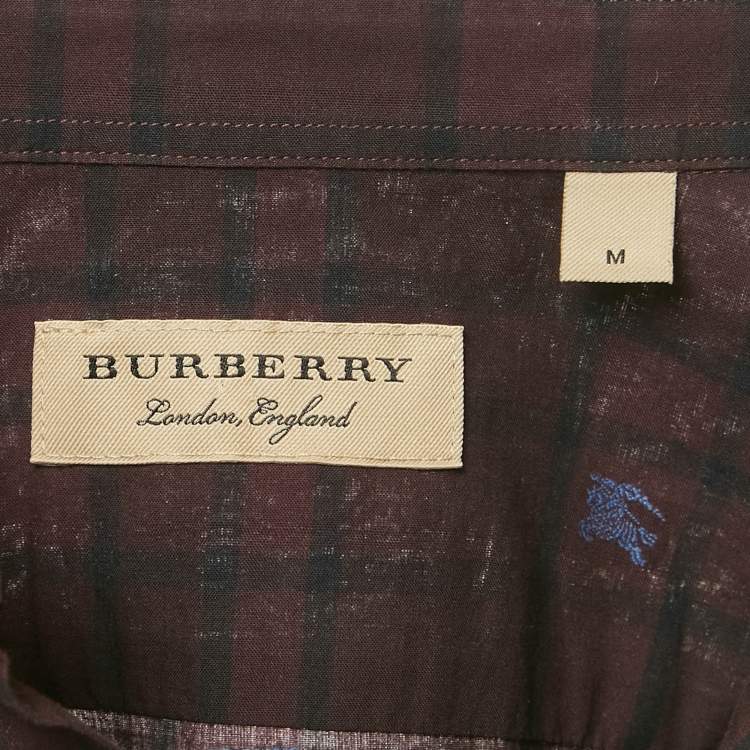 Pre Owned Burberry Purple Embroidered Cotton Full Sleeve Shirt M