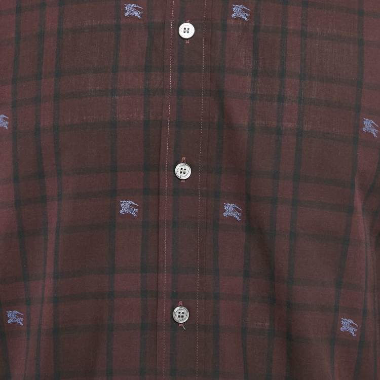 Pre Owned Burberry Purple Embroidered Cotton Full Sleeve Shirt M