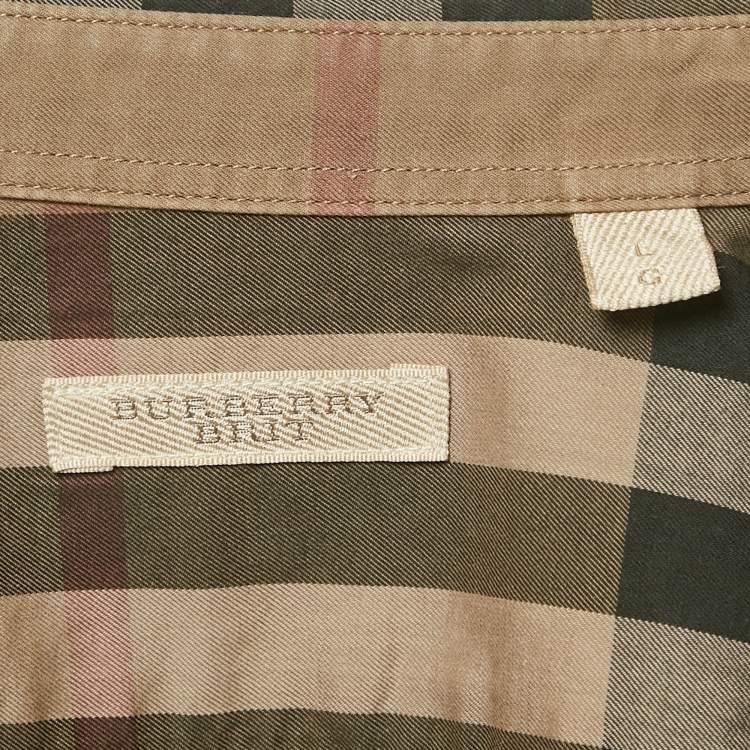 Pre Owned Burberry Brown Checked Cotton Full Sleeve Shirt L