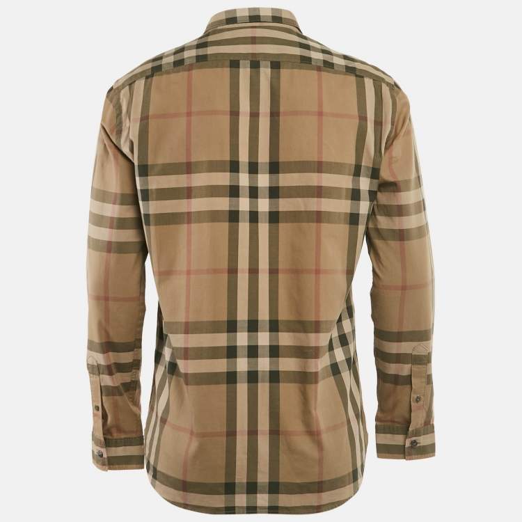 Pre Owned Burberry Brown Checked Cotton Full Sleeve Shirt L
