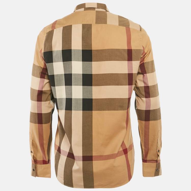 Pre Owned Burberry Brit Beige Checked Cotton Full Sleeve Shirt M