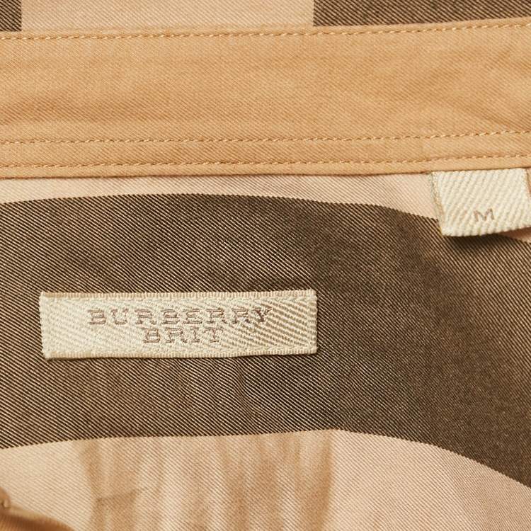 Pre Owned Burberry Brit Beige Checked Cotton Full Sleeve Shirt M
