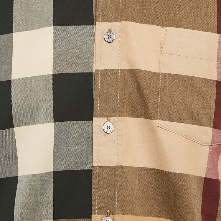 Pre Owned Burberry Brit Beige Checked Cotton Full Sleeve Shirt M