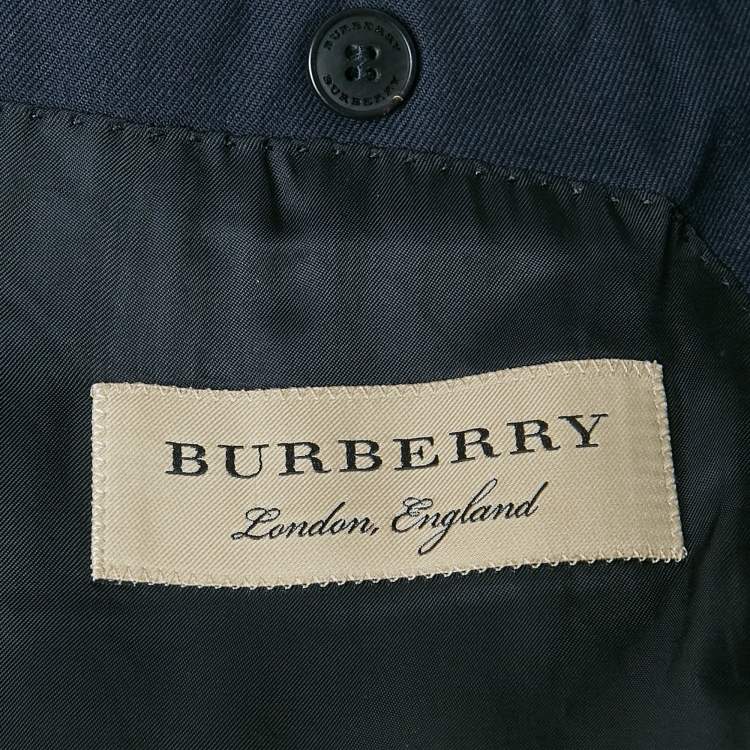Pre Owned Burberry Navy Blue Gabardine Regular Fit Blazer XXXL