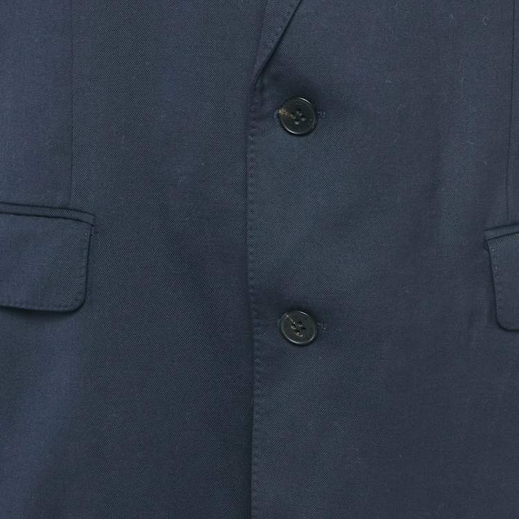 Pre Owned Burberry Navy Blue Gabardine Regular Fit Blazer XXXL