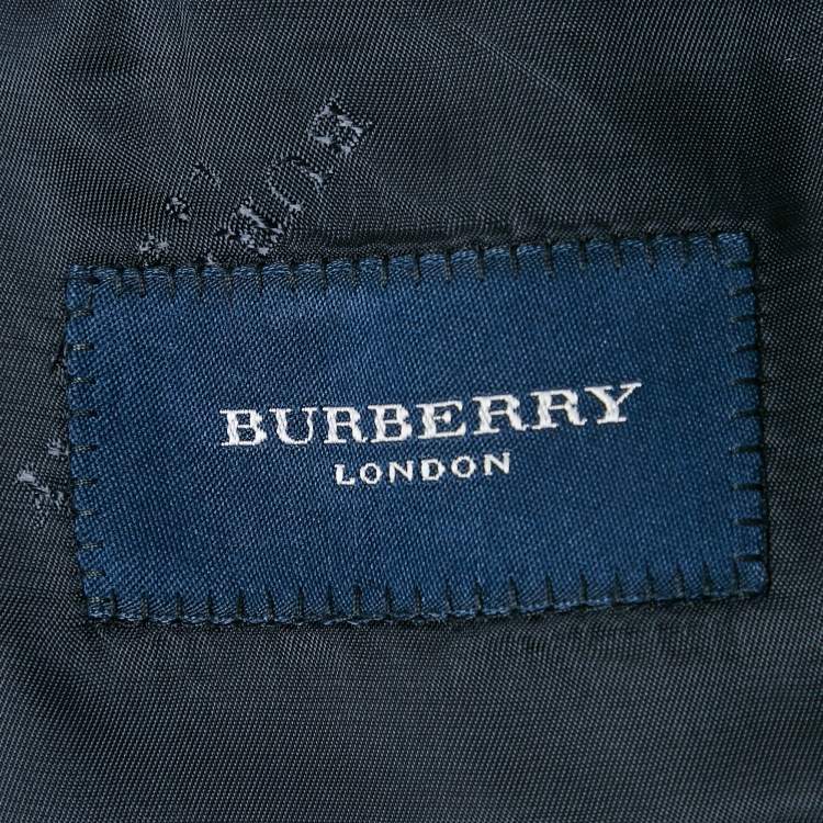 Pre Owned Burberry Vintage Blue Pinstripe Wool Blazer L