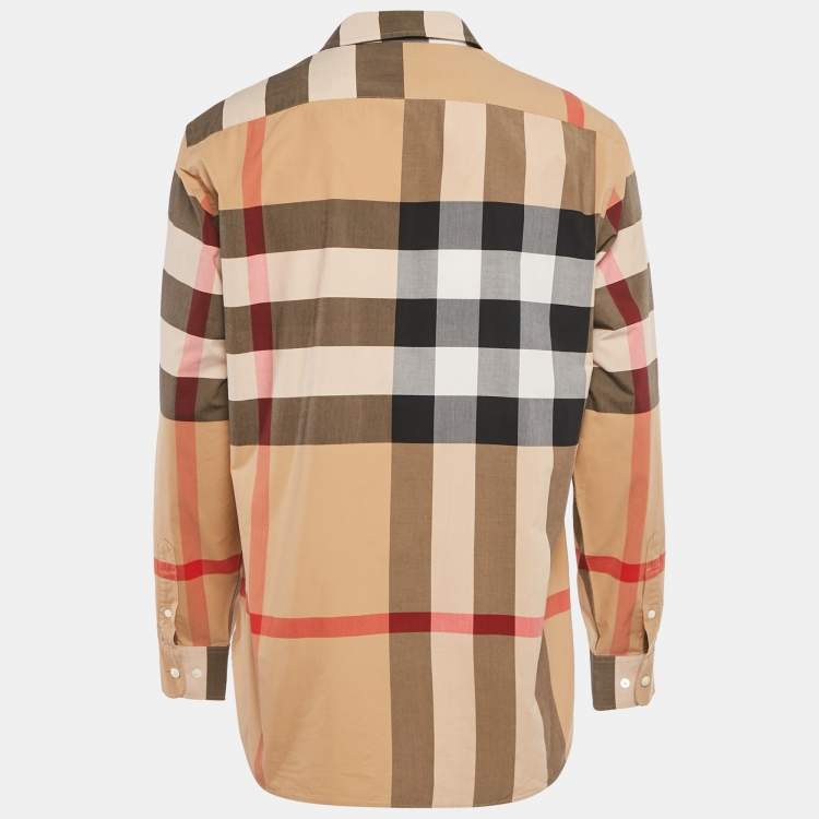 Pre Owned Burberry Beige Checked Cotton Full Sleeve Shirt XL