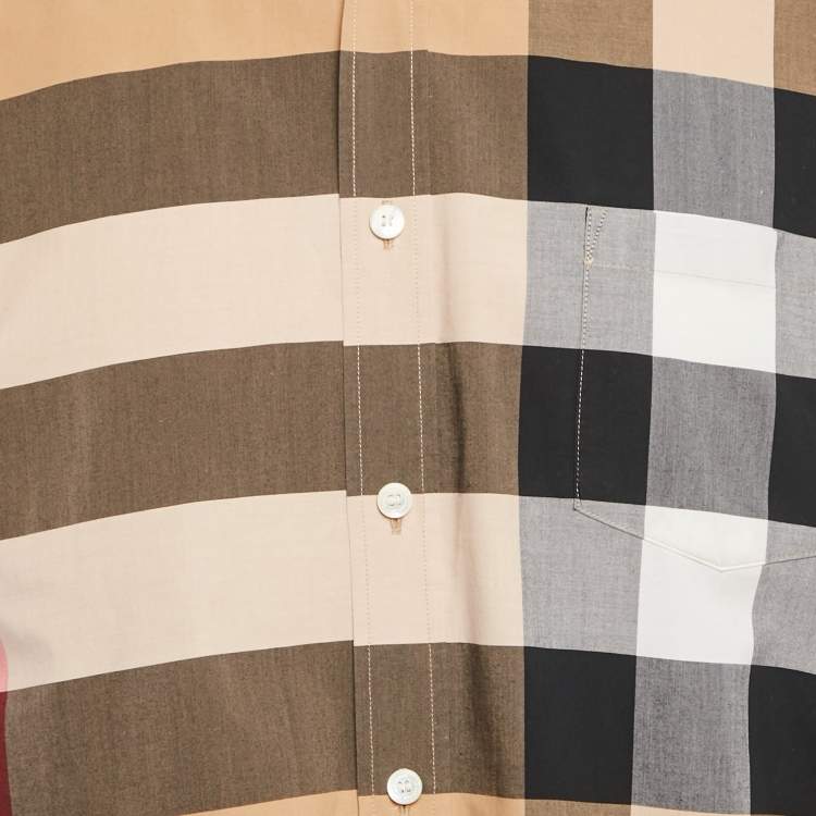 Pre Owned Burberry Beige Checked Cotton Full Sleeve Shirt XL