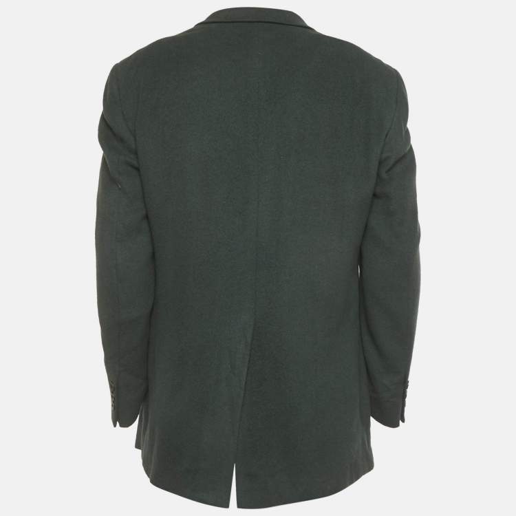 Pre Owned Burberry Vintage Green Felt Regular Fit Blazer XXL